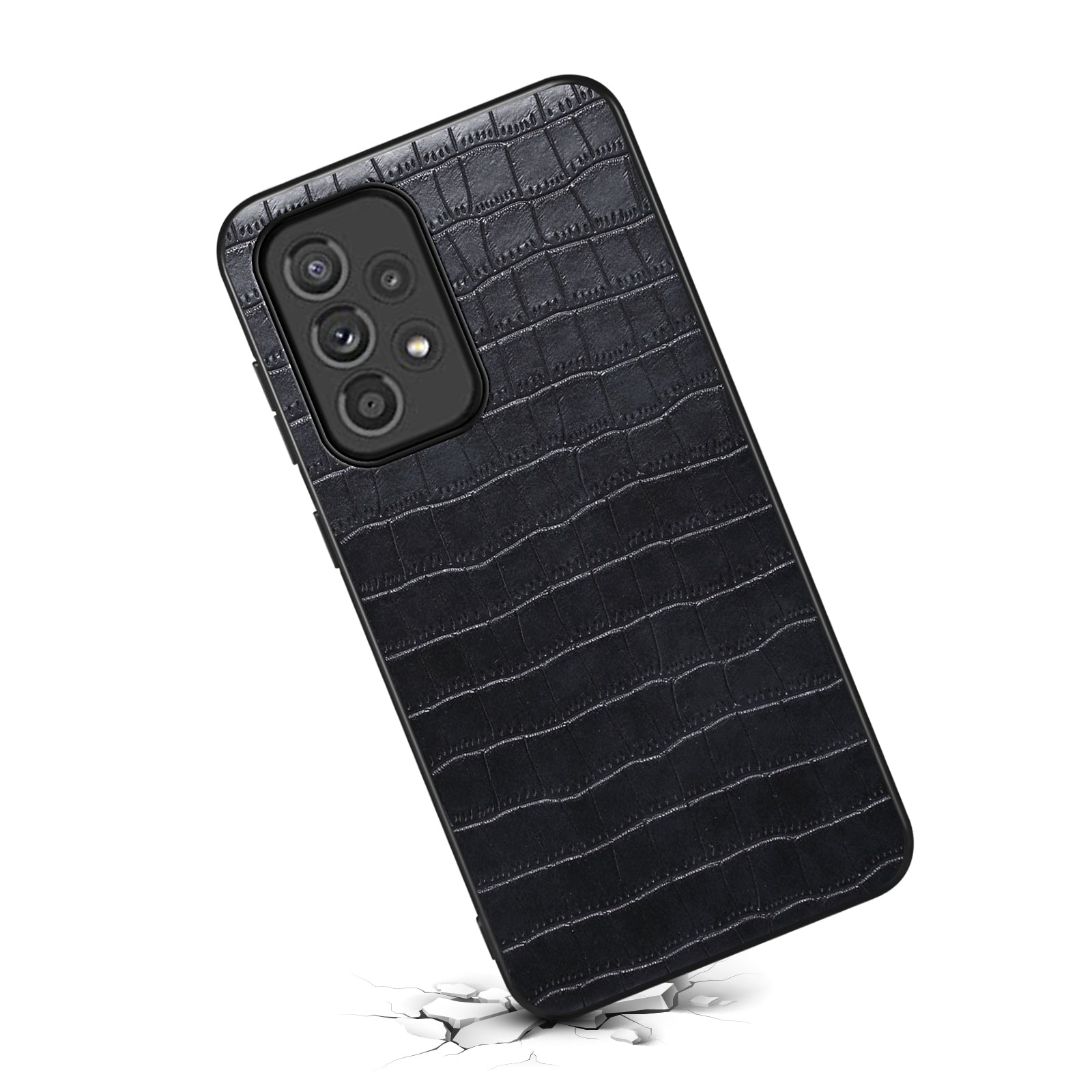 For Samsung Galaxy A33 5G Case PU Leather Coating Phone Back Cover with Luxury Crocodile Texture
