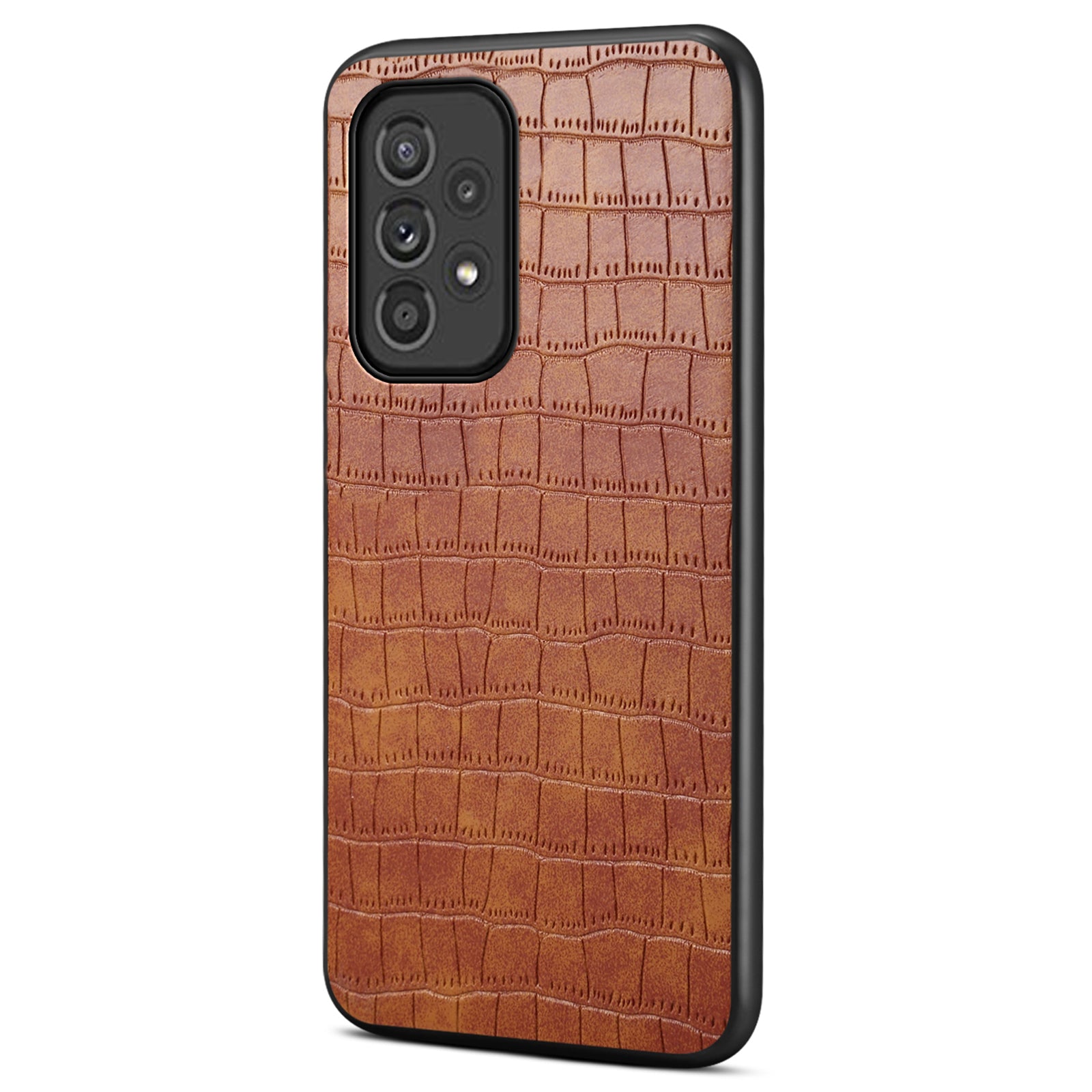 For Samsung Galaxy A33 5G Case PU Leather Coating Phone Back Cover with Luxury Crocodile Texture