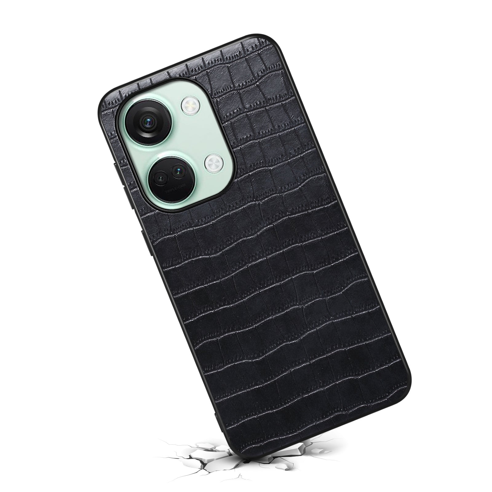 For OnePlus Ace 2V / Nord 3 5G Phone Cover Alligator Texture Leather Coated PC+TPU Case