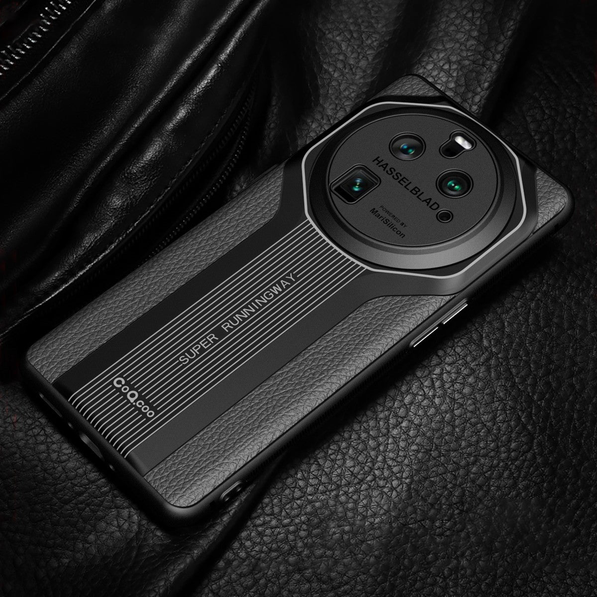 Q.COO Super Running Series 2 for Oppo Find X6 Pro Case PU Leather+Acrylic+TPU Drop Protective Phone Cover