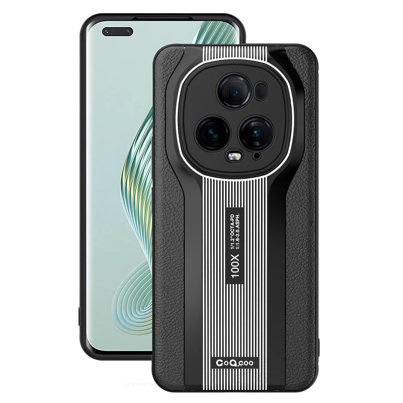 Q.COO Super Running Series 2 for Honor Magic5 Pro Case PU Leather Coated Acrylic+TPU Minimalist Phone Cover