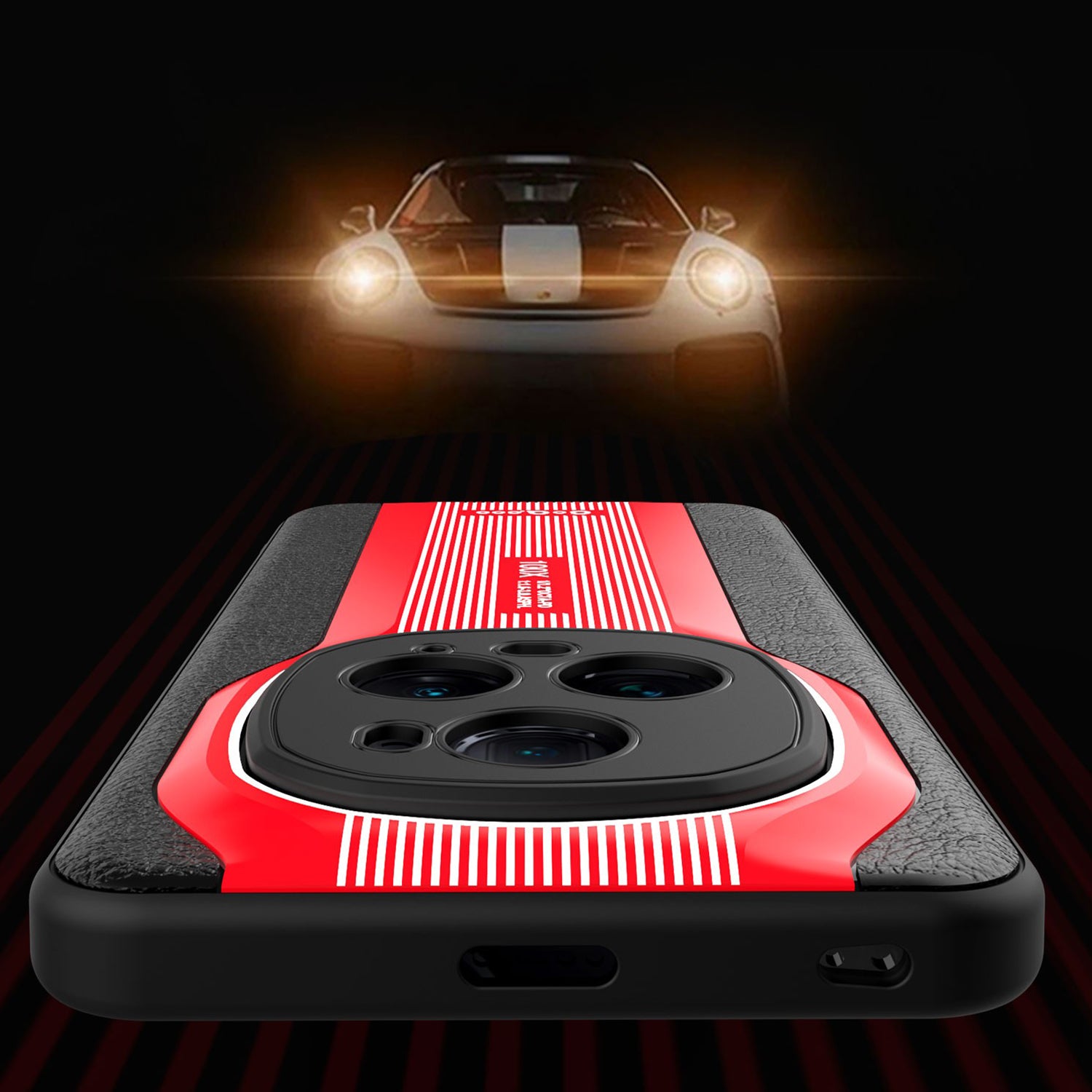 Q.COO Super Running Series 2 for Honor Magic5 Pro Case PU Leather Coated Acrylic+TPU Minimalist Phone Cover