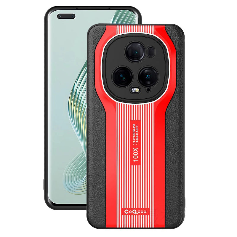 Q.COO Super Running Series 2 for Honor Magic5 Pro Case PU Leather Coated Acrylic+TPU Minimalist Phone Cover
