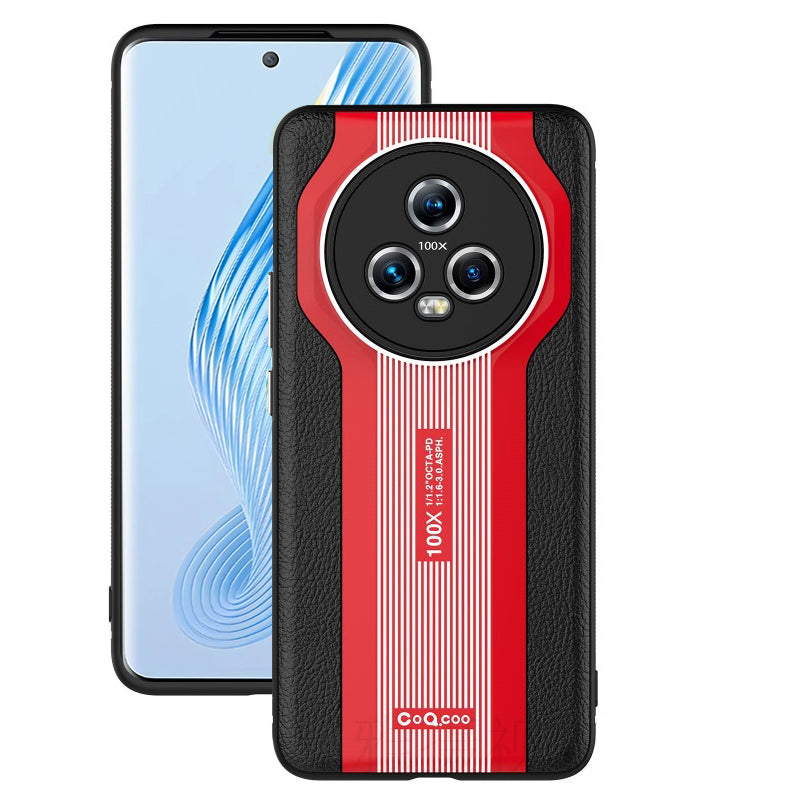 Q.COO Super Running Series 2 for Honor Magic5 Case PU Leather+Acrylic+TPU Anti-Slip Phone Cover
