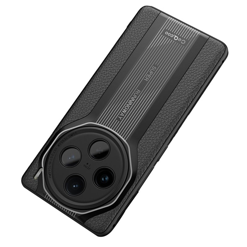 Q.COO Super Running Series For vivo X100 5G Case PU Leather+Acrylic+TPU Shock-Absorbent Back Phone Cover