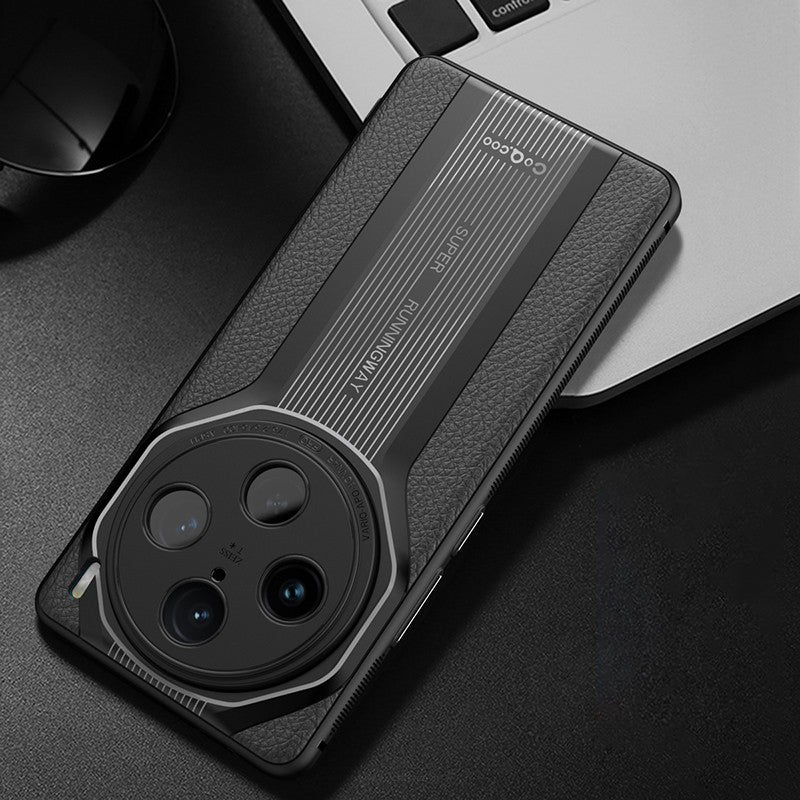 Q.COO Super Running Series For vivo X100 5G Case PU Leather+Acrylic+TPU Shock-Absorbent Back Phone Cover