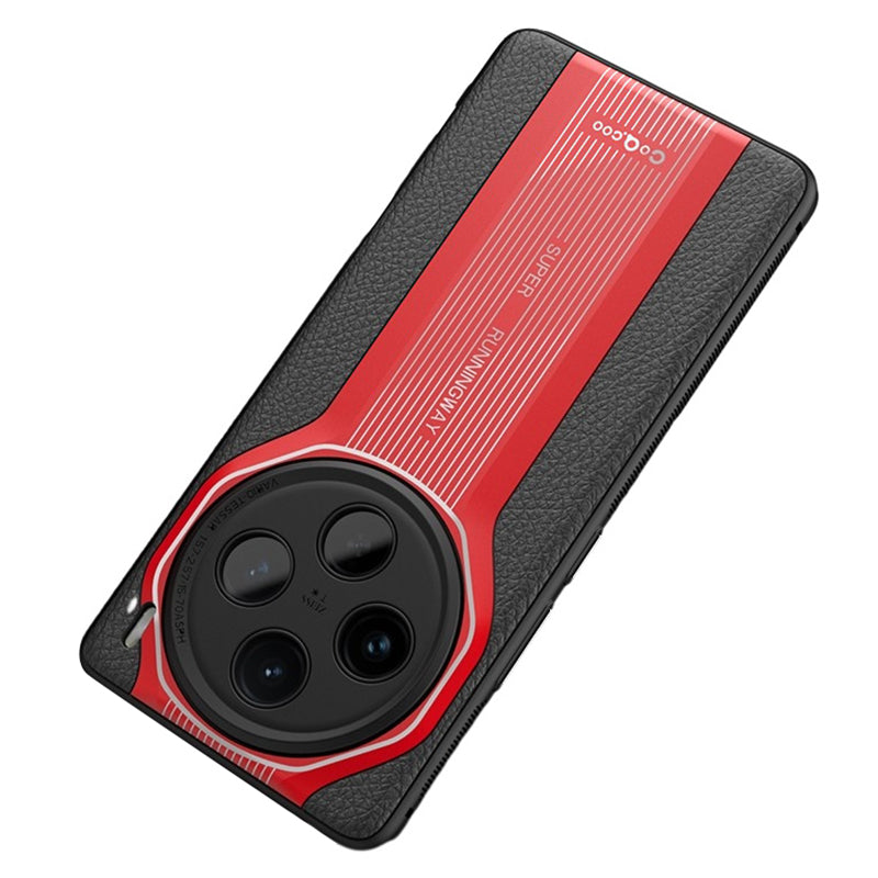 Q.COO Super Running Series For vivo X100 5G Case PU Leather+Acrylic+TPU Shock-Absorbent Back Phone Cover