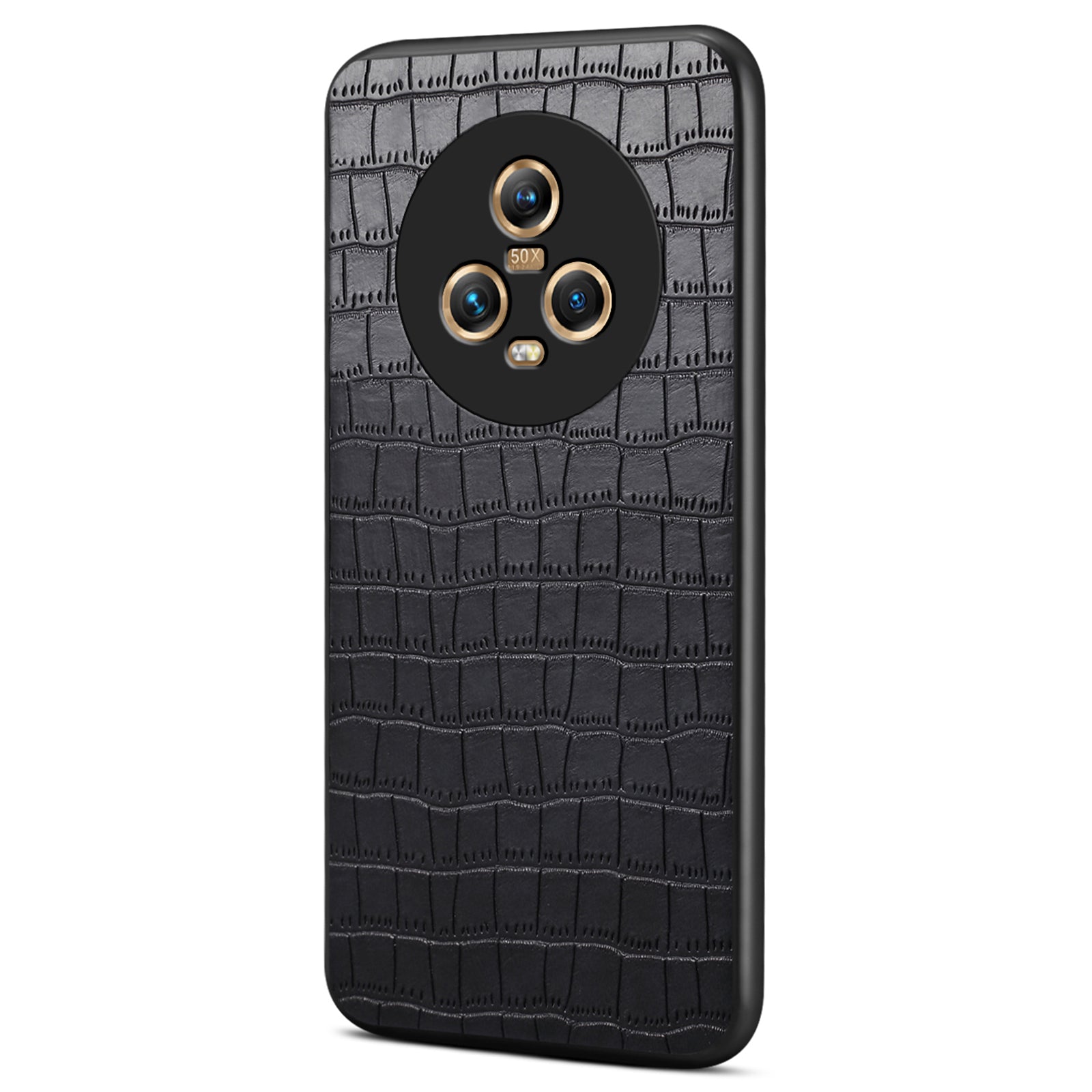 For Honor Magic5 Case PU Leather Coated PC+TPU Phone Protector with Alligator Texture Design