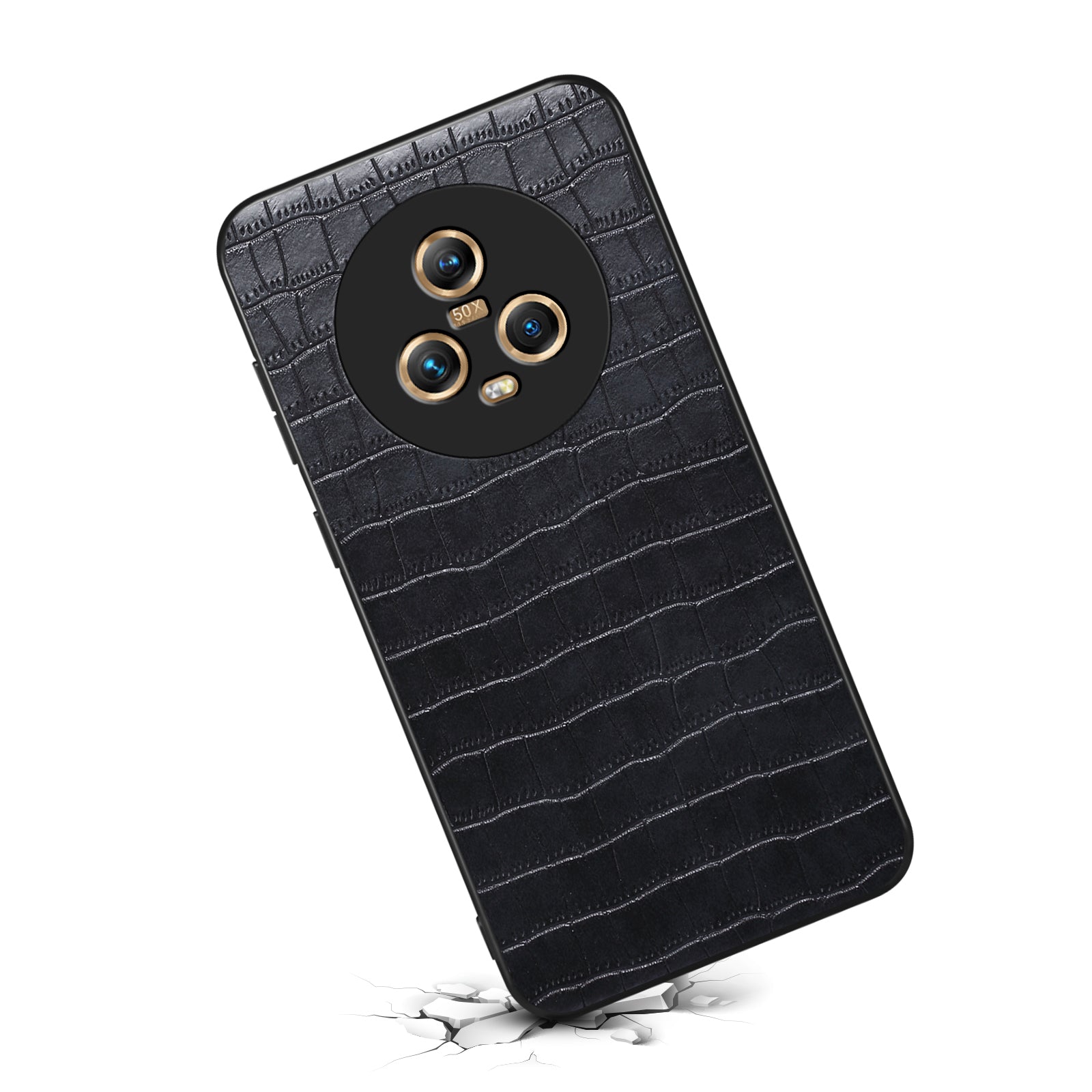 For Honor Magic5 Case PU Leather Coated PC+TPU Phone Protector with Alligator Texture Design