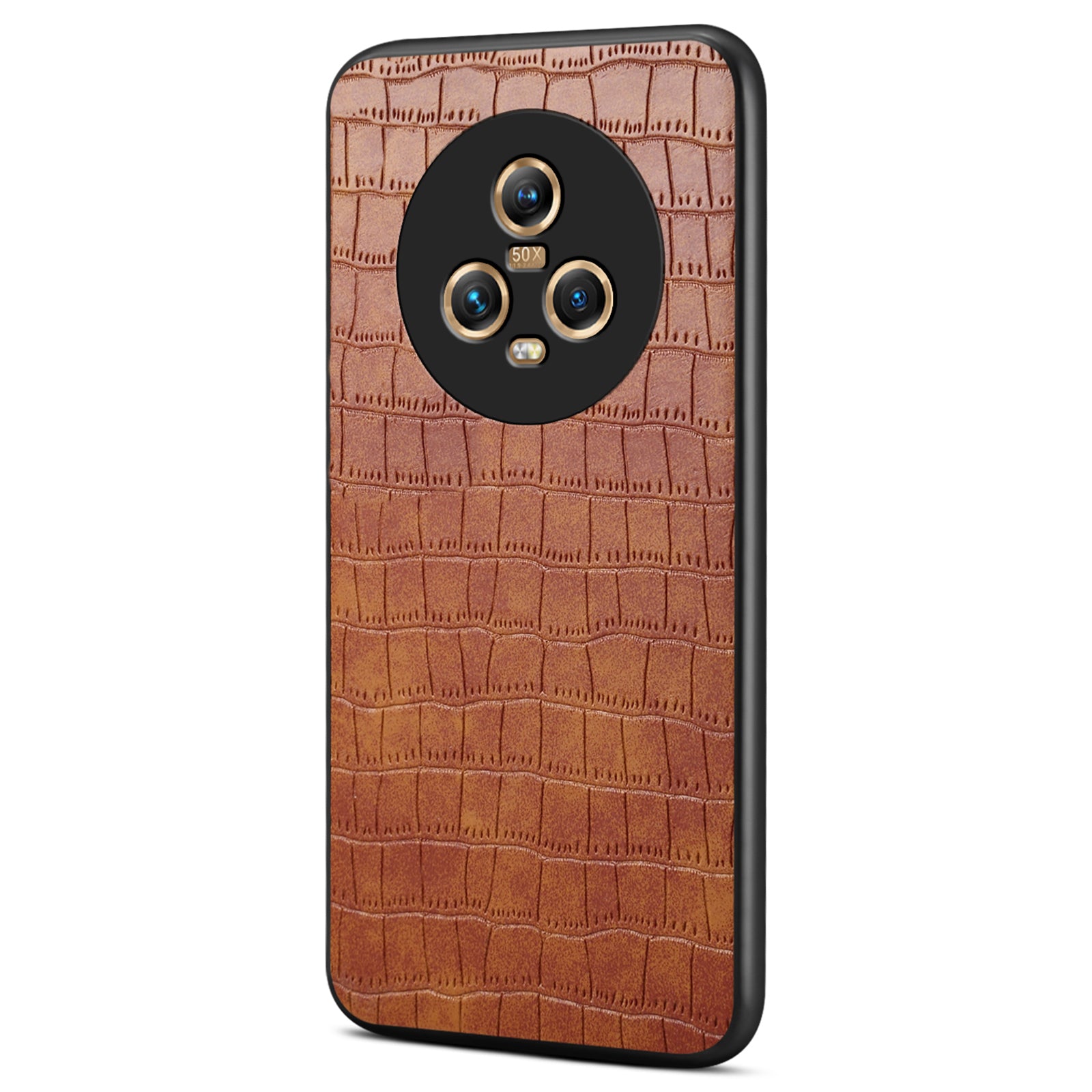 For Honor Magic5 Case PU Leather Coated PC+TPU Phone Protector with Alligator Texture Design