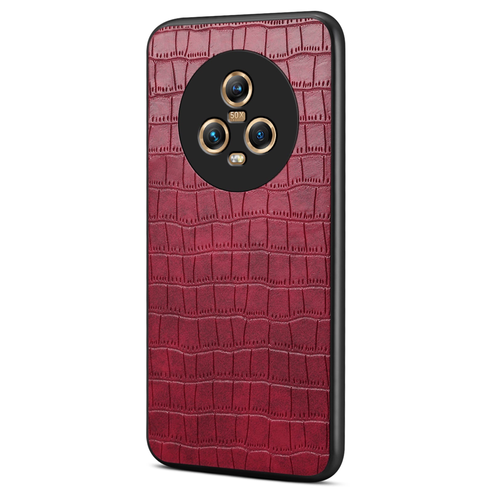 For Honor Magic5 Case PU Leather Coated PC+TPU Phone Protector with Alligator Texture Design