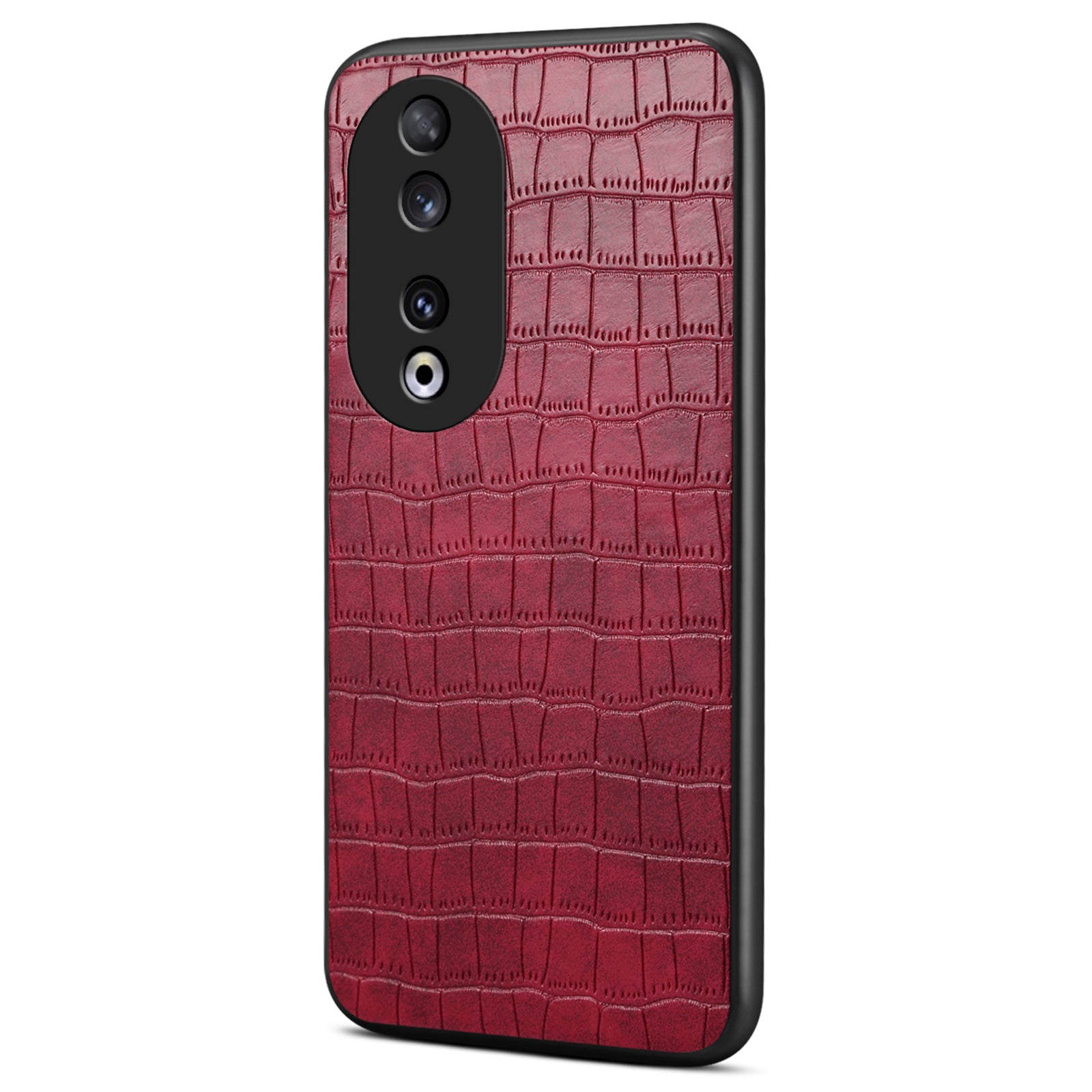 For Honor 90 Back Case Leather Coated PC+TPU Crocodile Texture Shock Absorbing Phone Shell
