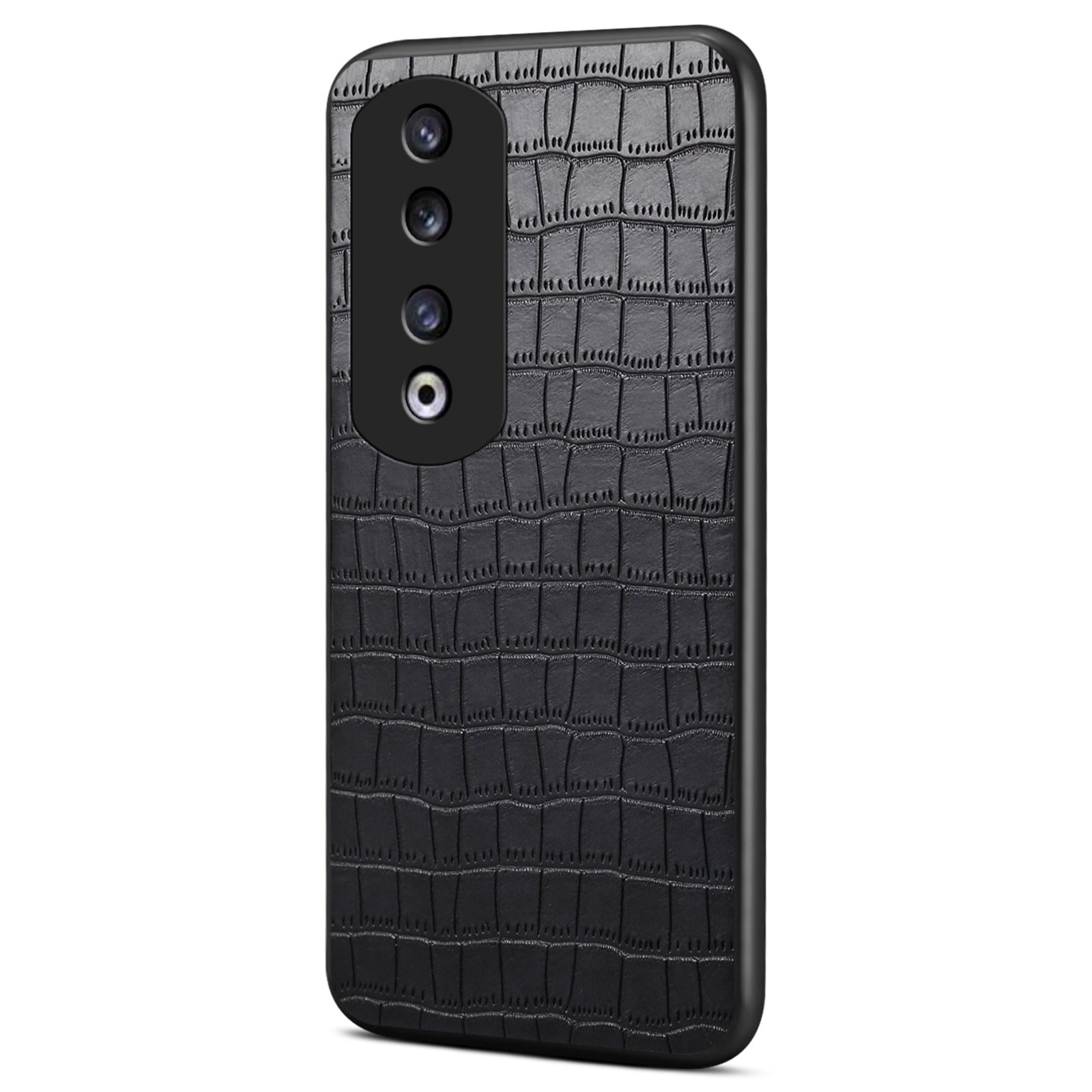 For Honor 90 Pro Case Leather+PC+TPU Hybrid Shell Crocodile Textured Phone Cover