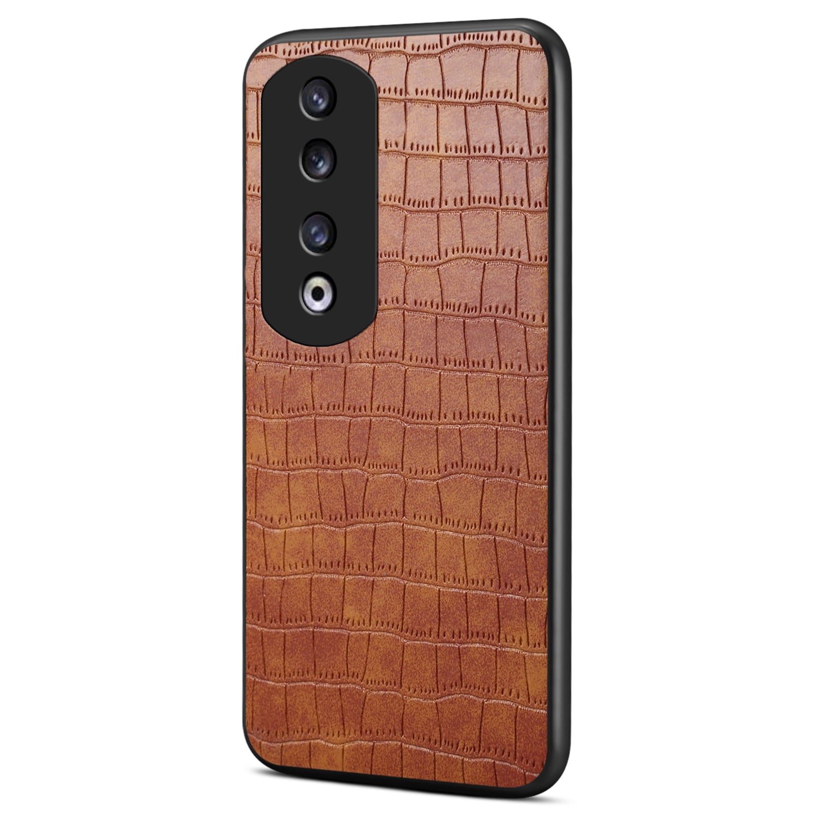 For Honor 90 Pro Case Leather+PC+TPU Hybrid Shell Crocodile Textured Phone Cover
