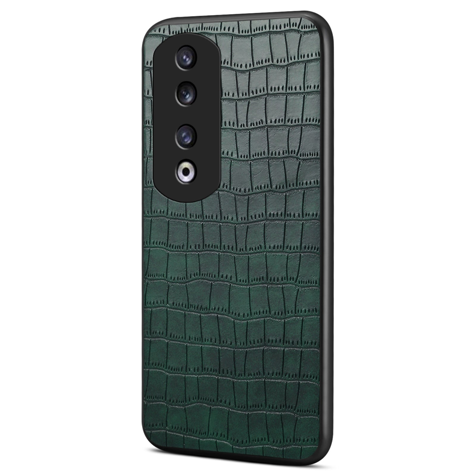 For Honor 90 Pro Case Leather+PC+TPU Hybrid Shell Crocodile Textured Phone Cover