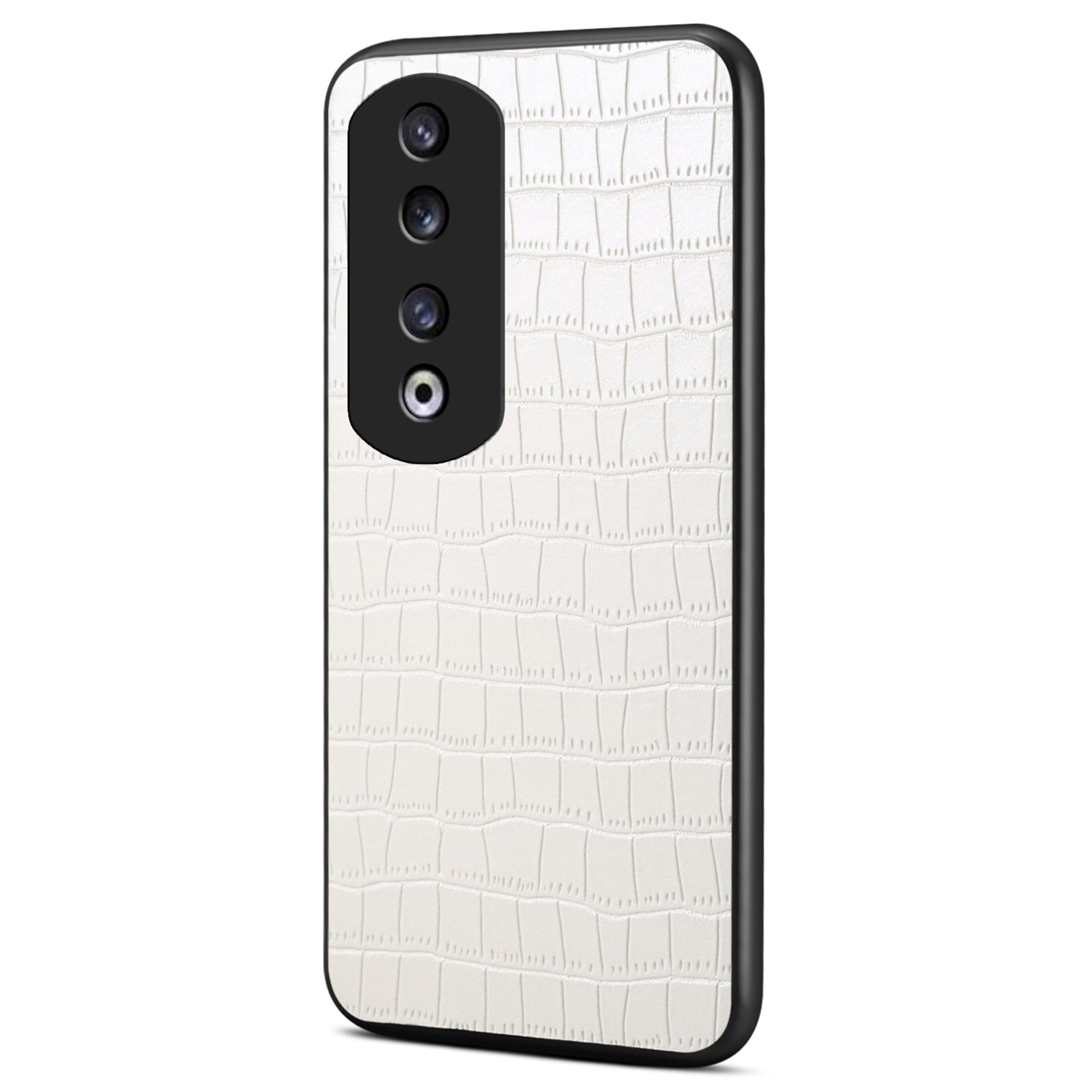For Honor 90 Pro Case Leather+PC+TPU Hybrid Shell Crocodile Textured Phone Cover