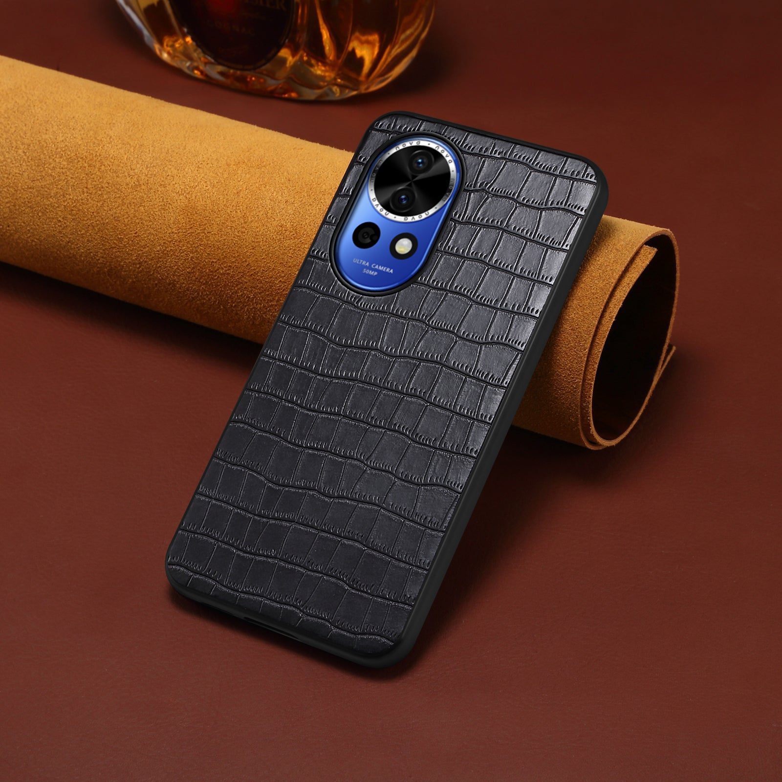 For Huawei nova 12 5G Case Crocodile Textured Leather Hybrid Shockproof Phone Cover