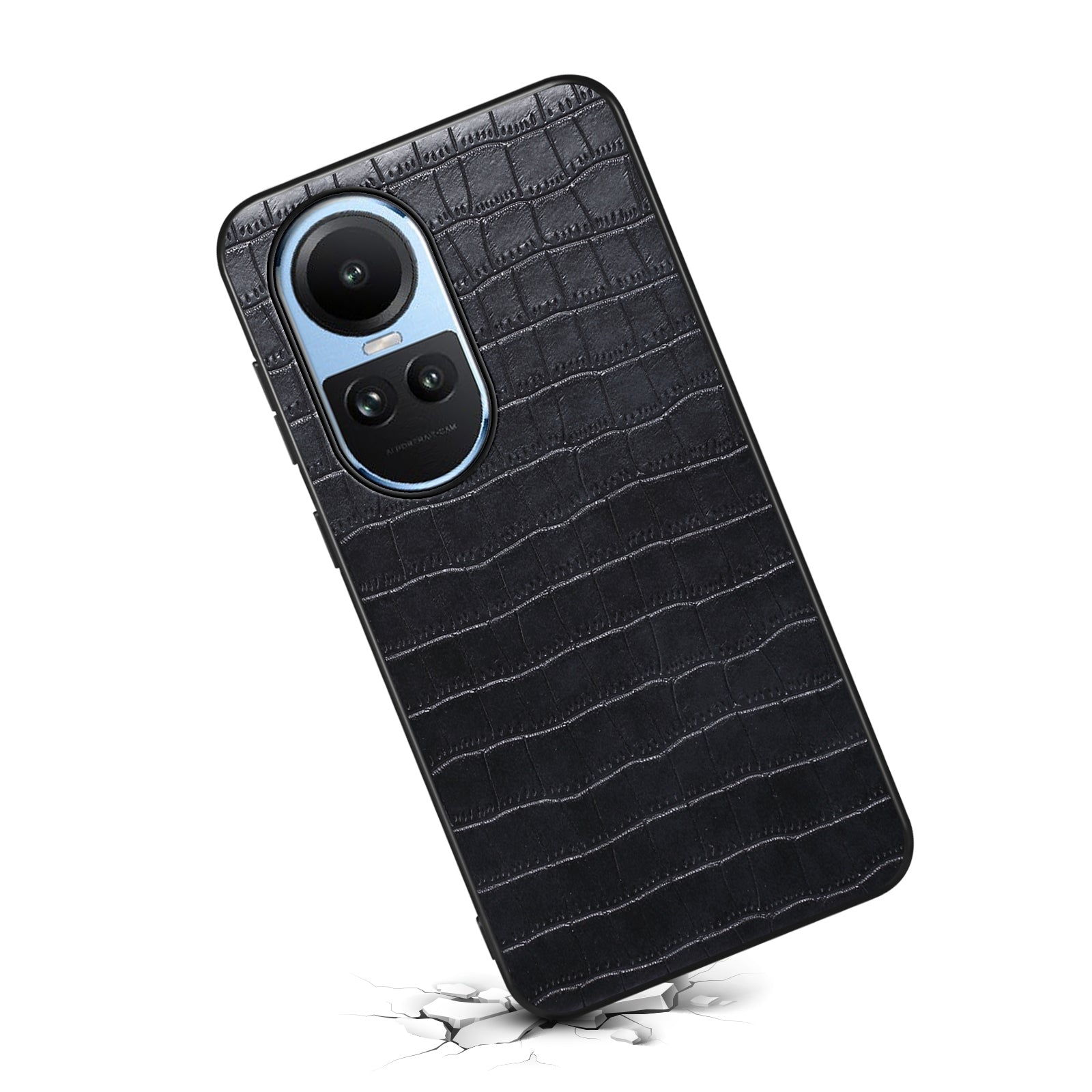 Back Cover for Oppo Reno10 5G (Global) / Reno10 Pro 5G (Global) PU Leather+PC+TPU Crocodile Texture Phone Case