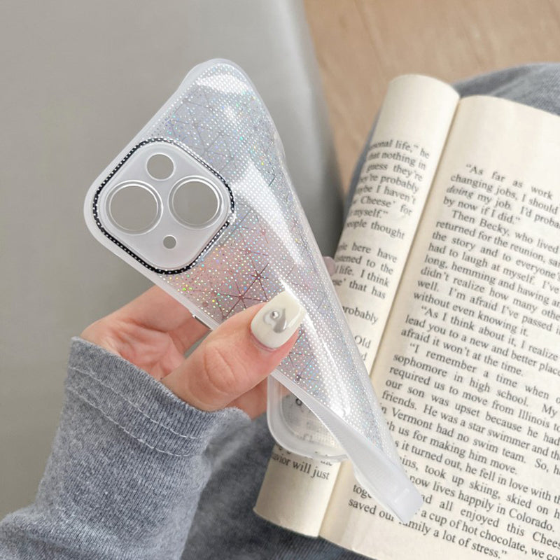 Q.COO For iPhone 13 TPU Case Aurora Effect Anti-slip Grip Phone Cover