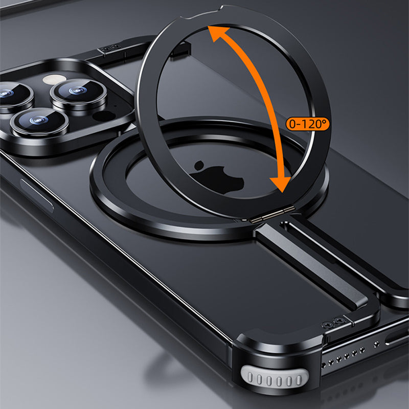 Aluminum Alloy + TPU Case for iPhone 14 Pro Max Kickstand Borderless Phone Cover Compatible with MagSafe