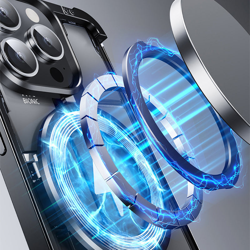 Aluminum Alloy + TPU Case for iPhone 14 Pro Max Kickstand Borderless Phone Cover Compatible with MagSafe