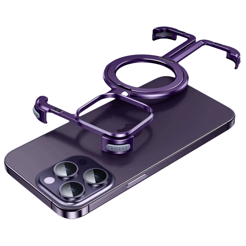 Aluminum Alloy + TPU Case for iPhone 14 Pro Max Kickstand Borderless Phone Cover Compatible with MagSafe