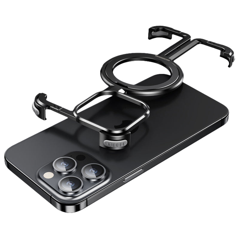 For iPhone 13 Pro Metal + TPU Case Frameless Kickstand Phone Cover Compatible with MagSafe
