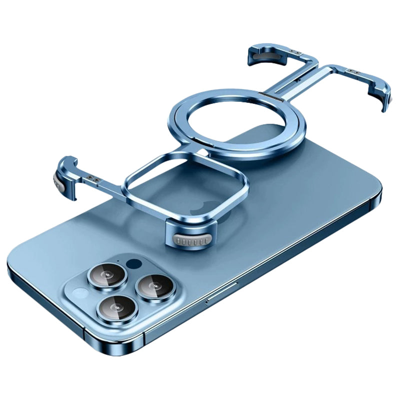 For iPhone 13 Pro Max Frameless Case Compatible with MagSafe Aluminum Alloy + TPU Kickstand Phone Cover