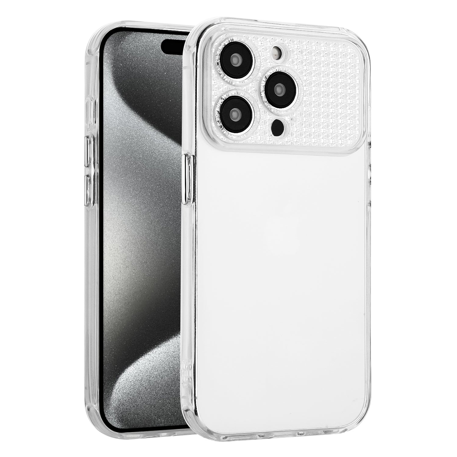 For iPhone 15 Pro Max Case TPU Shockproof Rhinestone Decor Transparent Phone Back Cover