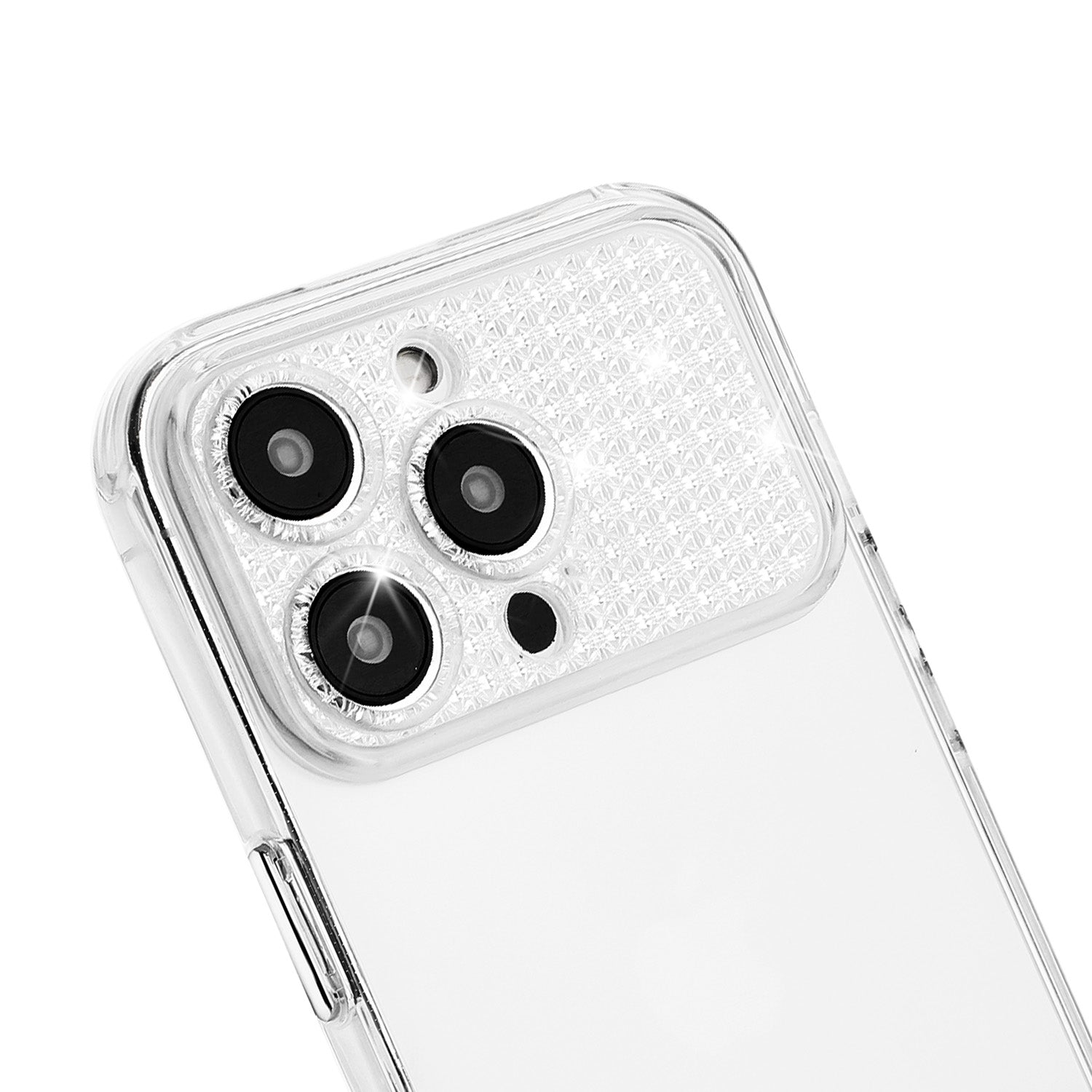 For iPhone 12 Pro Max 6.7 inch Cell Phone Case TPU Shockproof Rhinestone Decor Clear Cover