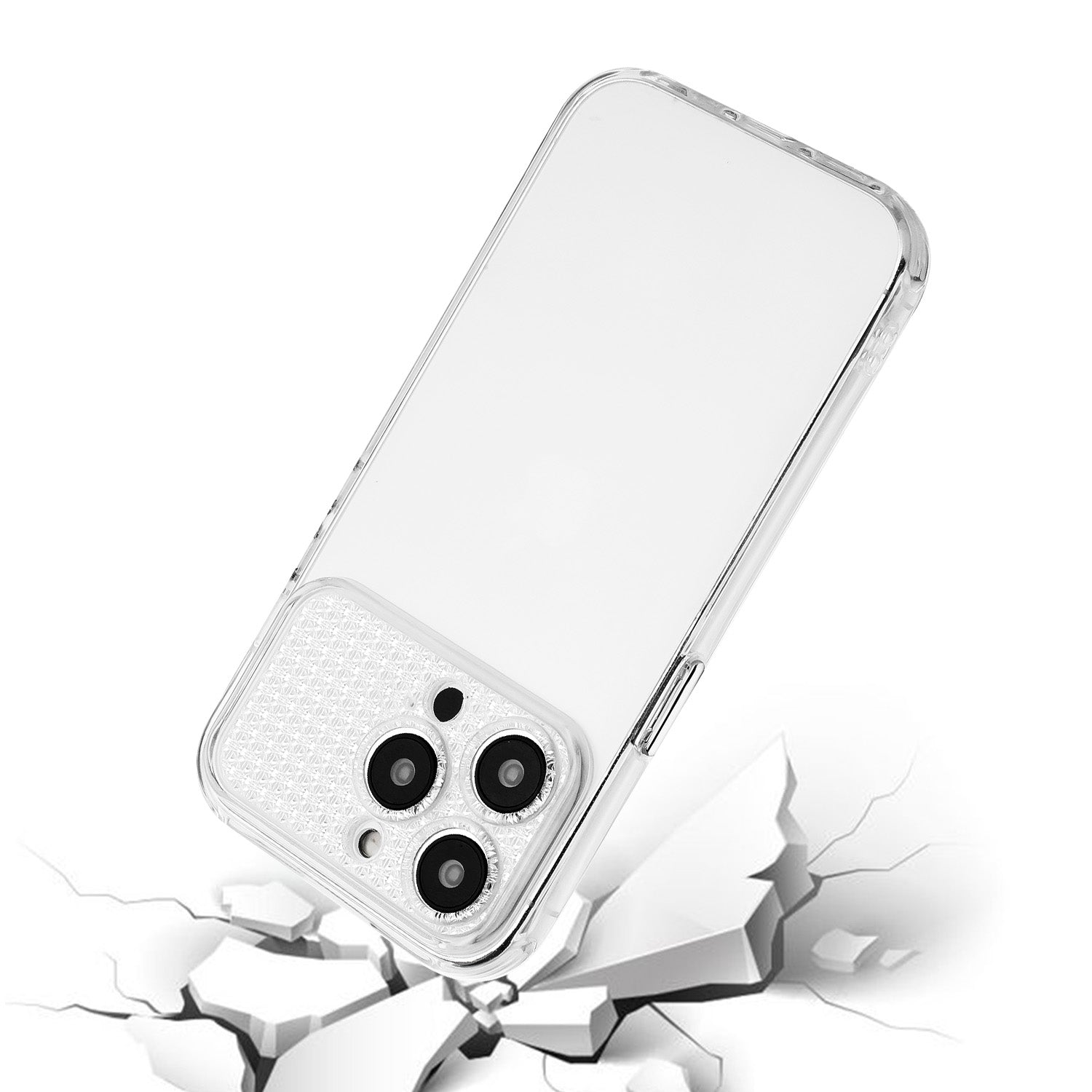 For iPhone 12 Pro Max 6.7 inch Cell Phone Case TPU Shockproof Rhinestone Decor Clear Cover