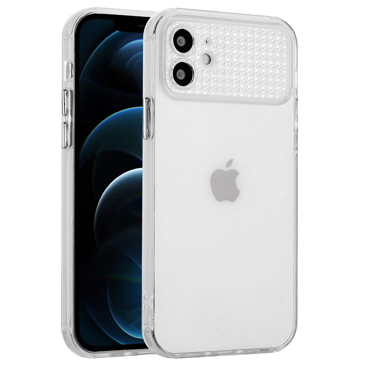 For iPhone 12 6.1 inch Clear Case TPU Shock-Absorbent Rhinestone Decor Phone Shell