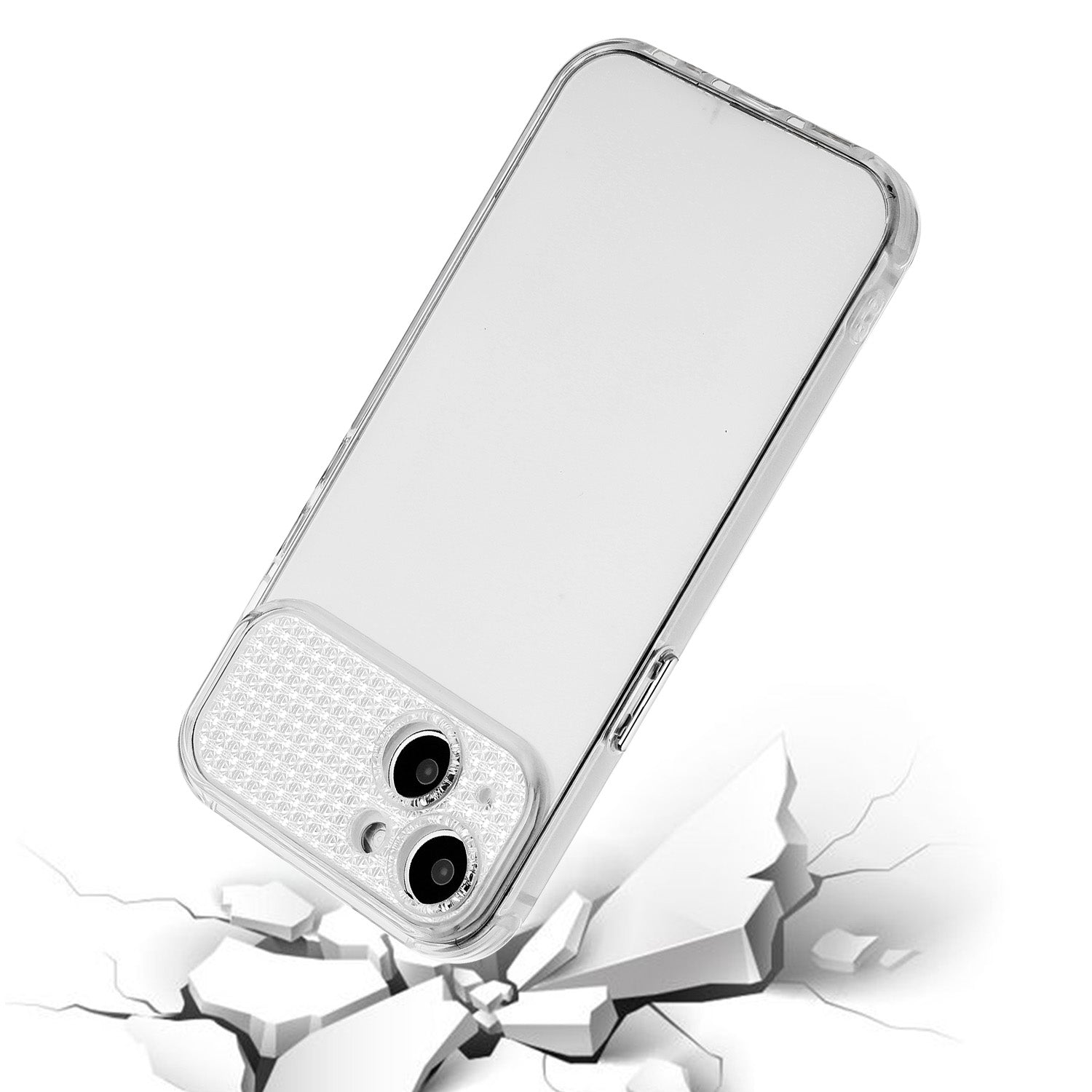 For iPhone 13 6.1 inch / 14 Cell Phone Case Clear TPU Shiny Rhinestone Decor Cover