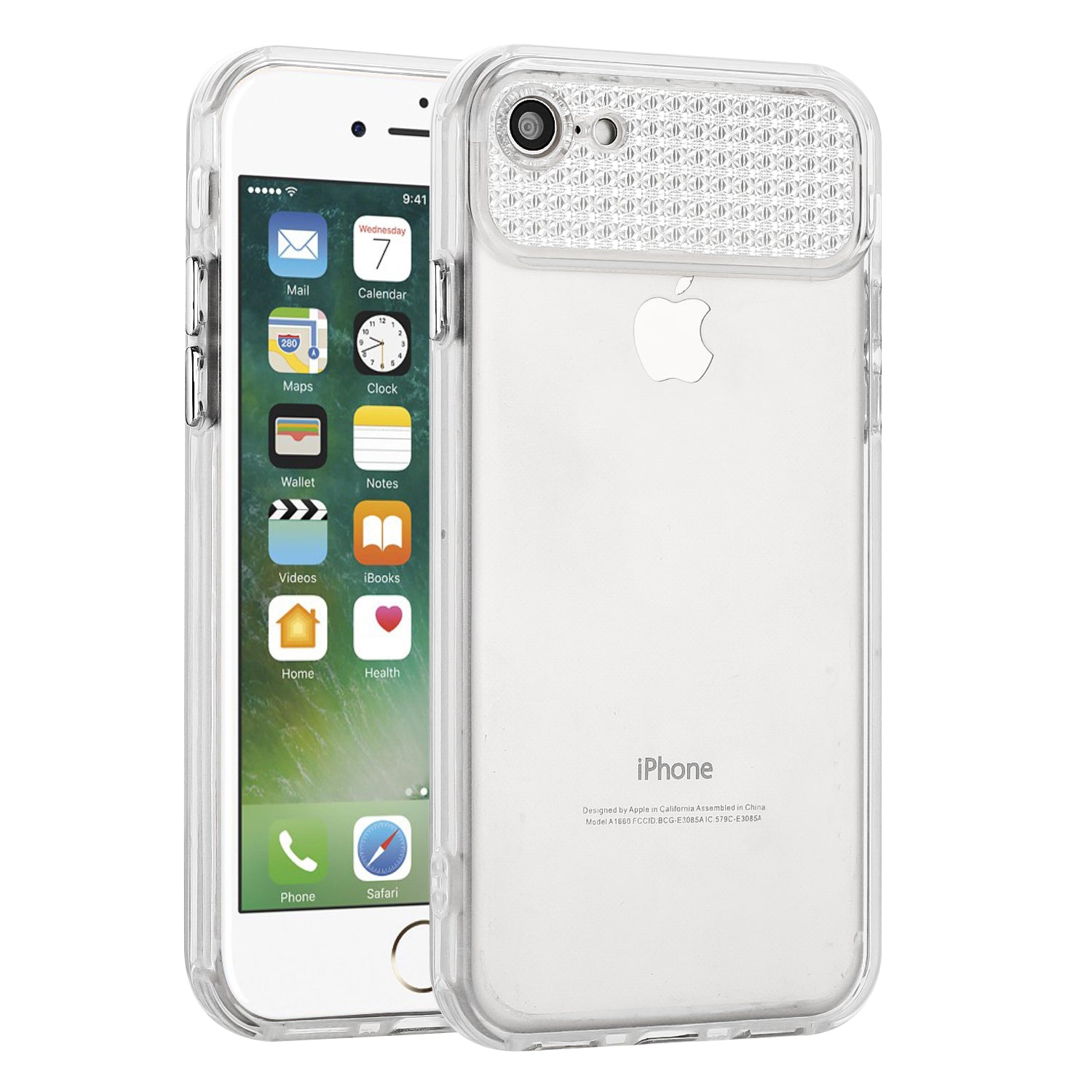 For iPhone 7 /  8 /  SE (2020) /  SE (2022) Clear Case TPU Drop-resistant Rhinestone Decor Mobile Phone Cover