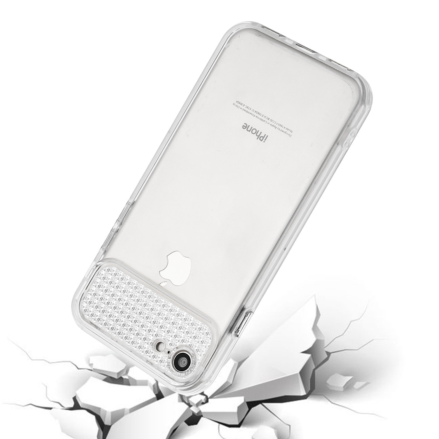 For iPhone 7 /  8 /  SE (2020) /  SE (2022) Clear Case TPU Drop-resistant Rhinestone Decor Mobile Phone Cover