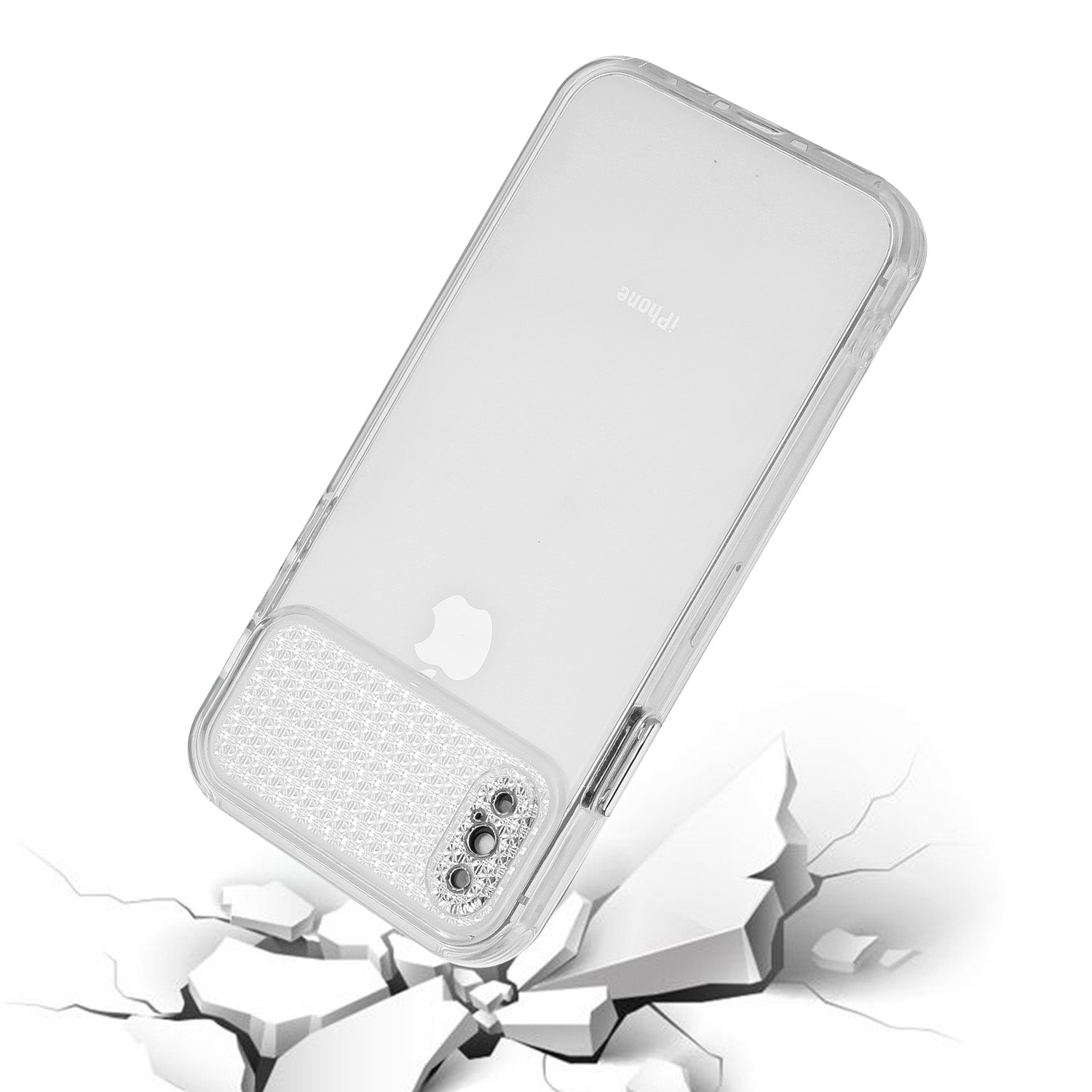 For iPhone XS Max 6.5 inch Clear Case Anti-fall TPU Rhinestone Decor Smart Phone Cover