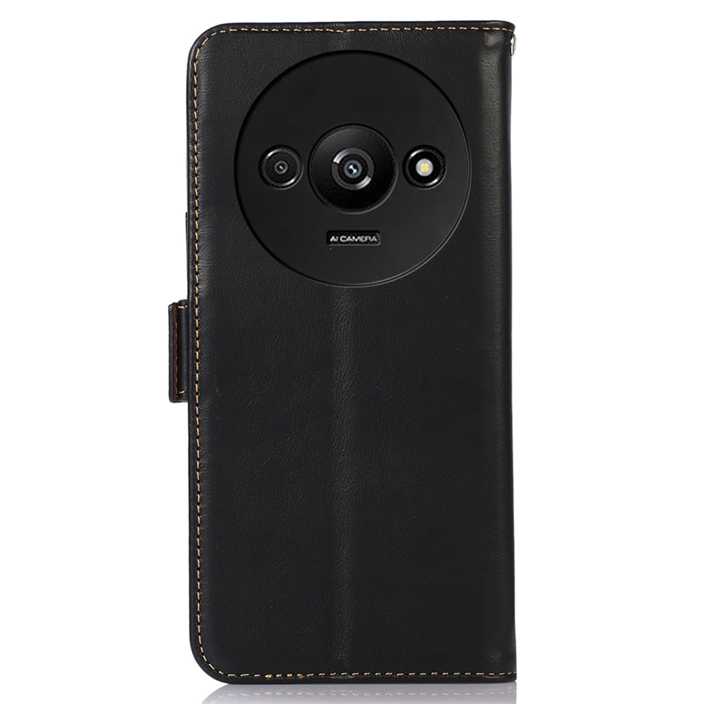 For Xiaomi Redmi A3 / Poco C61 4G Case Crazy Horse Texture Genuine Cow Leather Phone Wallet Cover