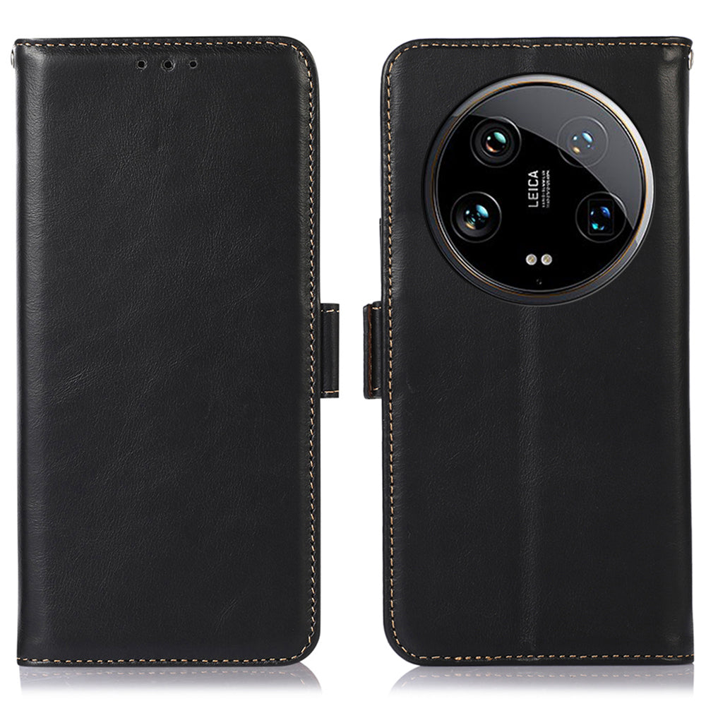 For Xiaomi 14 Ultra Case Genuine Cow Leather Phone Cover with RFID Blocking Wallet