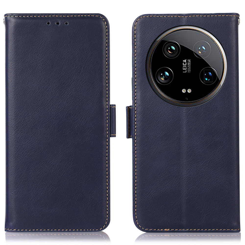 For Xiaomi 14 Ultra Case Genuine Cow Leather Phone Cover with RFID Blocking Wallet