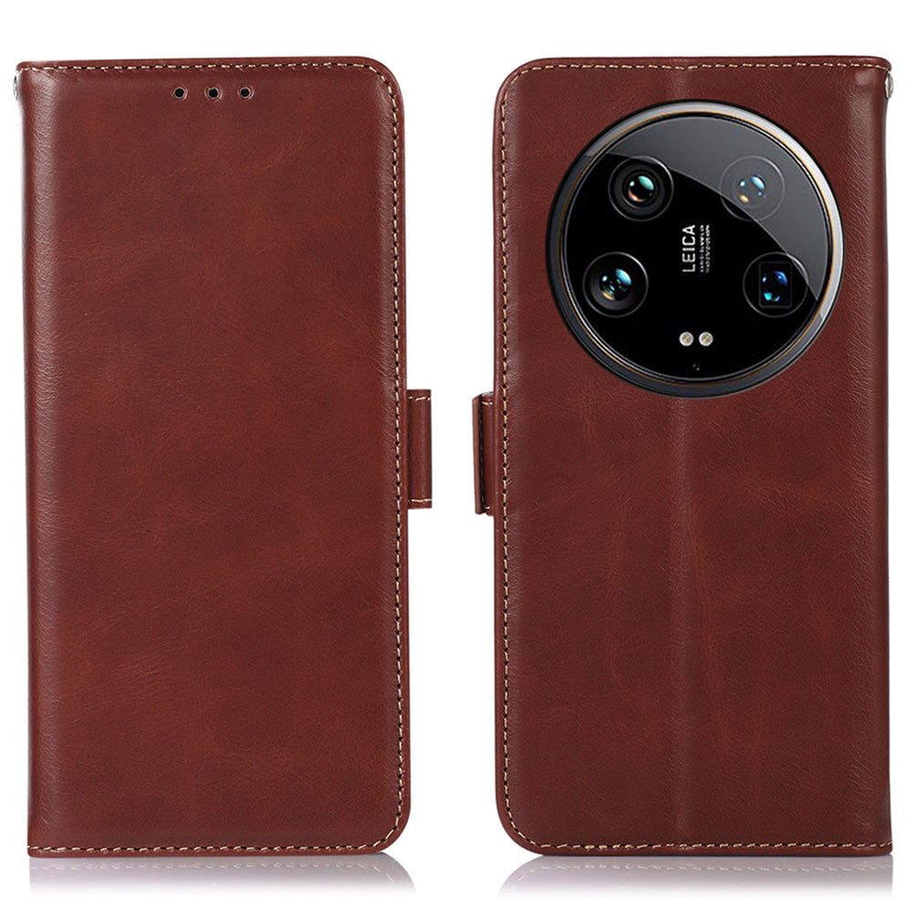 For Xiaomi 14 Ultra Case Genuine Cow Leather Phone Cover with RFID Blocking Wallet