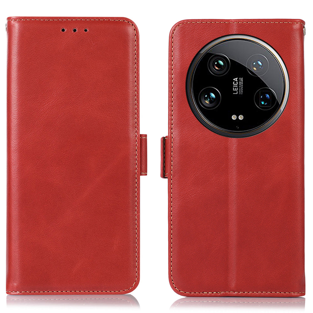For Xiaomi 14 Ultra Case Genuine Cow Leather Phone Cover with RFID Blocking Wallet