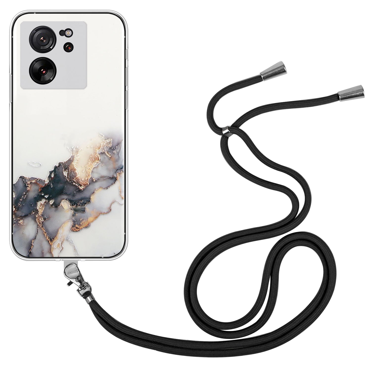 For Xiaomi Redmi K60 Ultra / 13T / 13T Pro Case Hollow Marble Pattern TPU Cell Phone Cover with Lanyard
