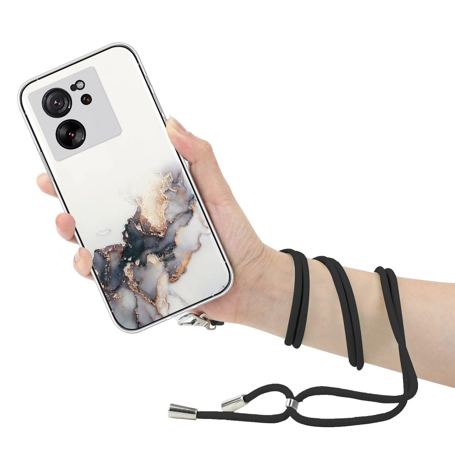 For Xiaomi Redmi K60 Ultra / 13T / 13T Pro Case Hollow Marble Pattern TPU Cell Phone Cover with Lanyard