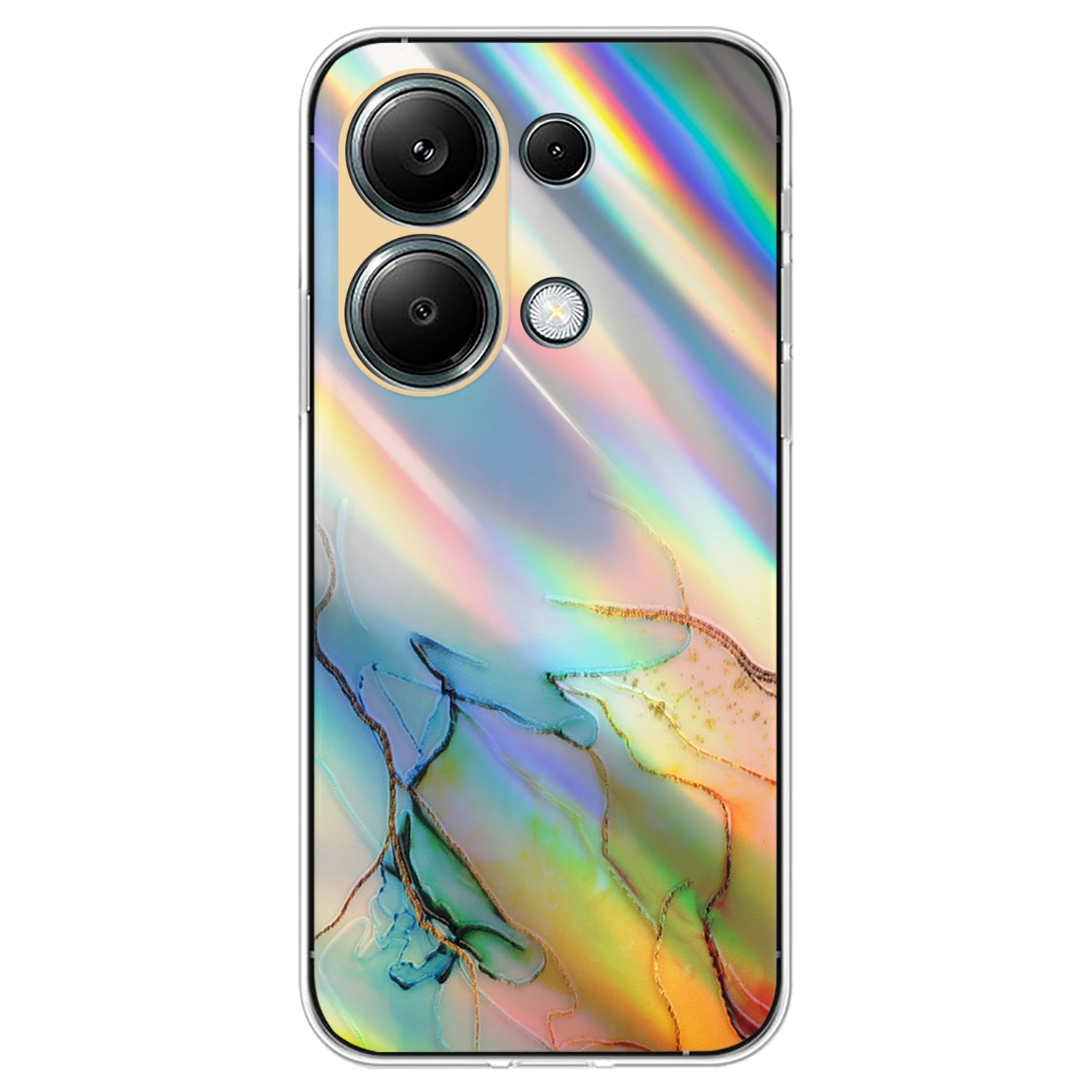 For Xiaomi Redmi Note 13 Pro 4G / Poco M6 Pro 4G Case Marble Pattern TPU Phone Cover with Colorful Laser