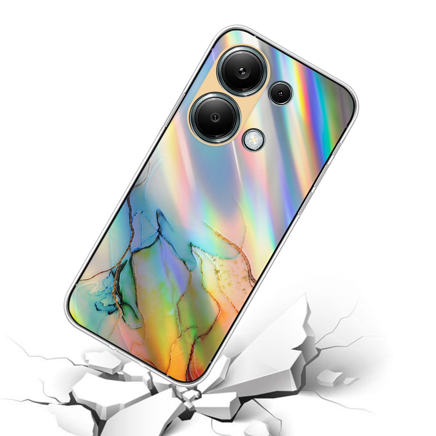For Xiaomi Redmi Note 13 Pro 4G / Poco M6 Pro 4G Case Marble Pattern TPU Phone Cover with Colorful Laser