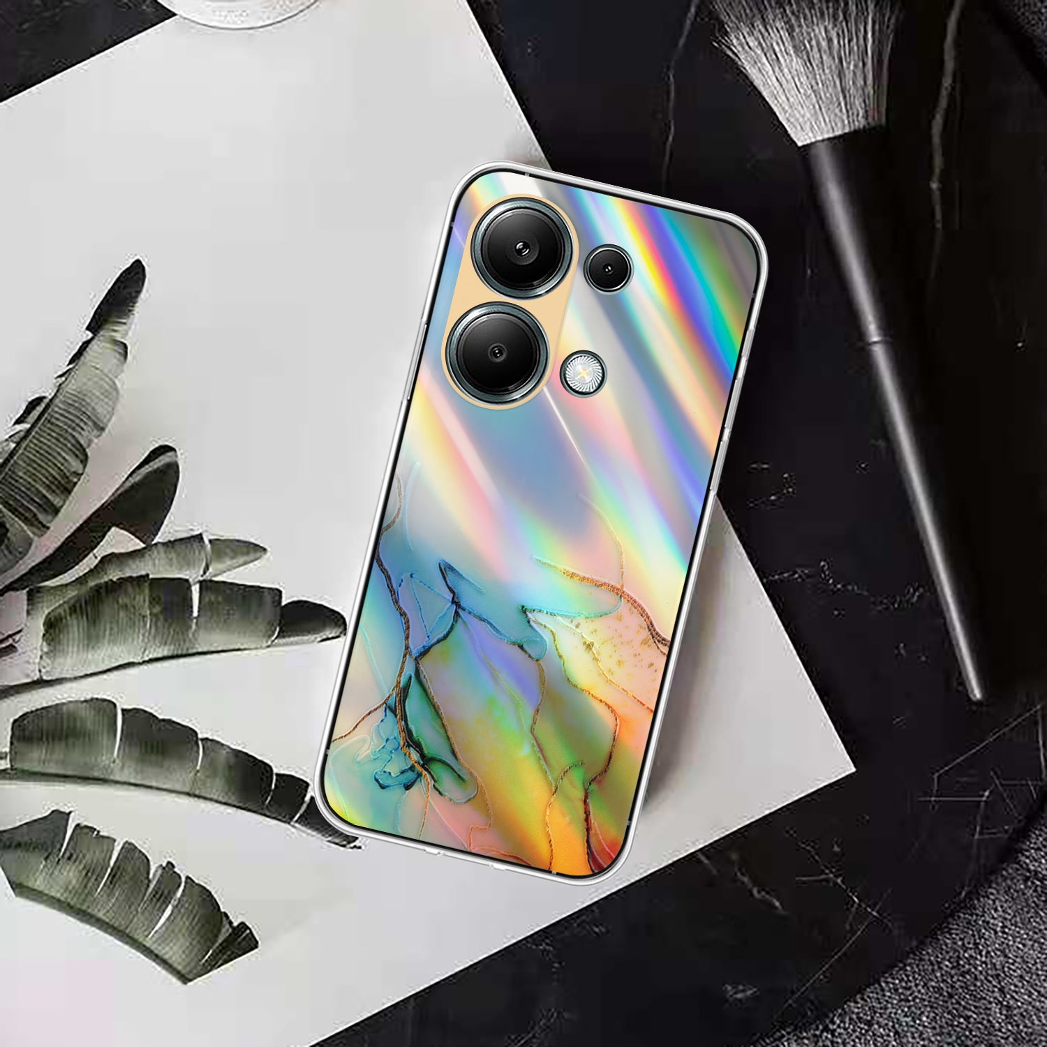For Xiaomi Redmi Note 13 Pro 4G / Poco M6 Pro 4G Case Marble Pattern TPU Phone Cover with Colorful Laser