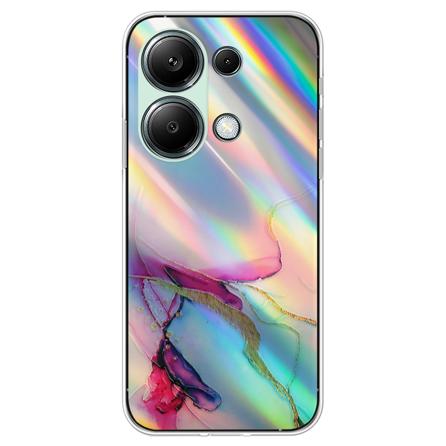 For Xiaomi Redmi Note 13 Pro 4G / Poco M6 Pro 4G Case Marble Pattern TPU Phone Cover with Colorful Laser