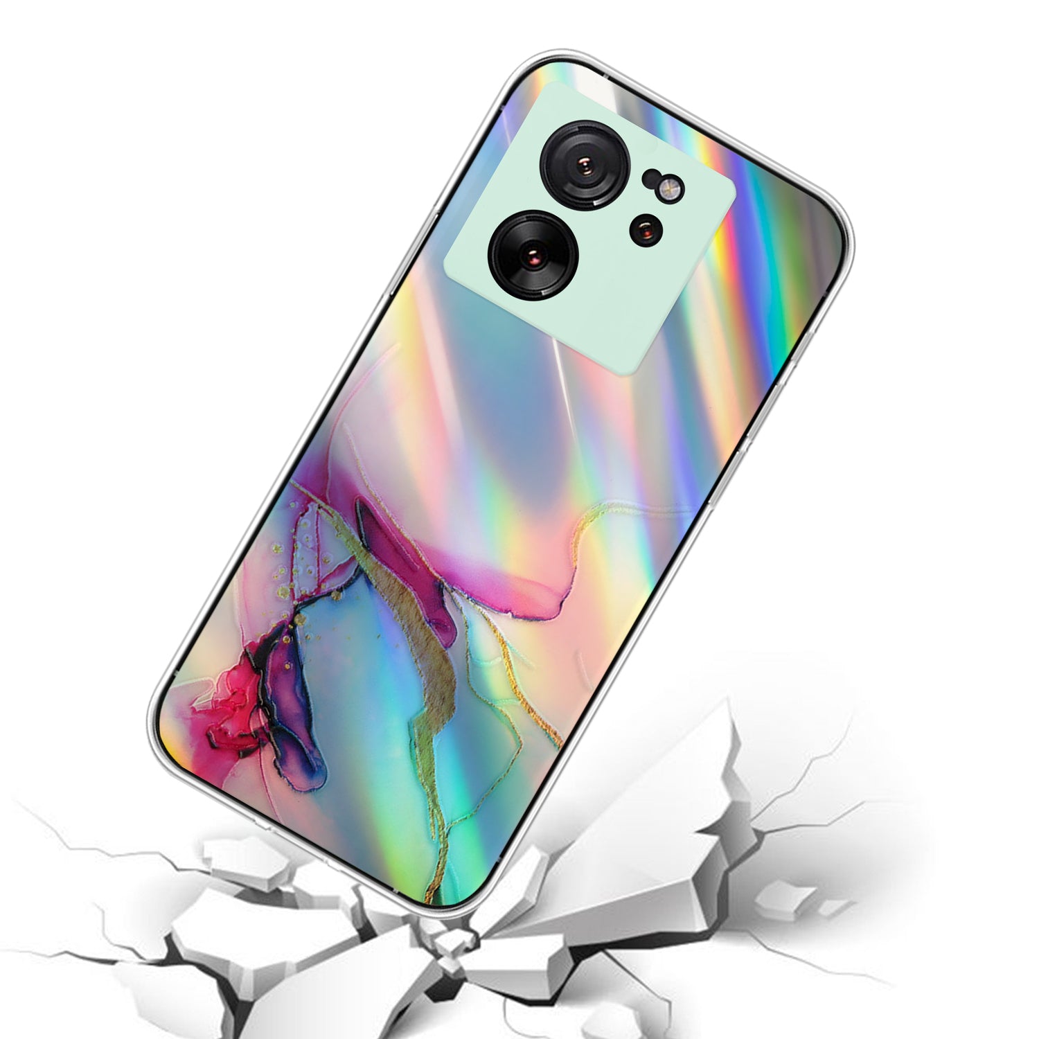 For Xiaomi Redmi K60 Ultra / 13T / 13T Pro TPU Case Marble Pattern Colorful Laser Phone Cover