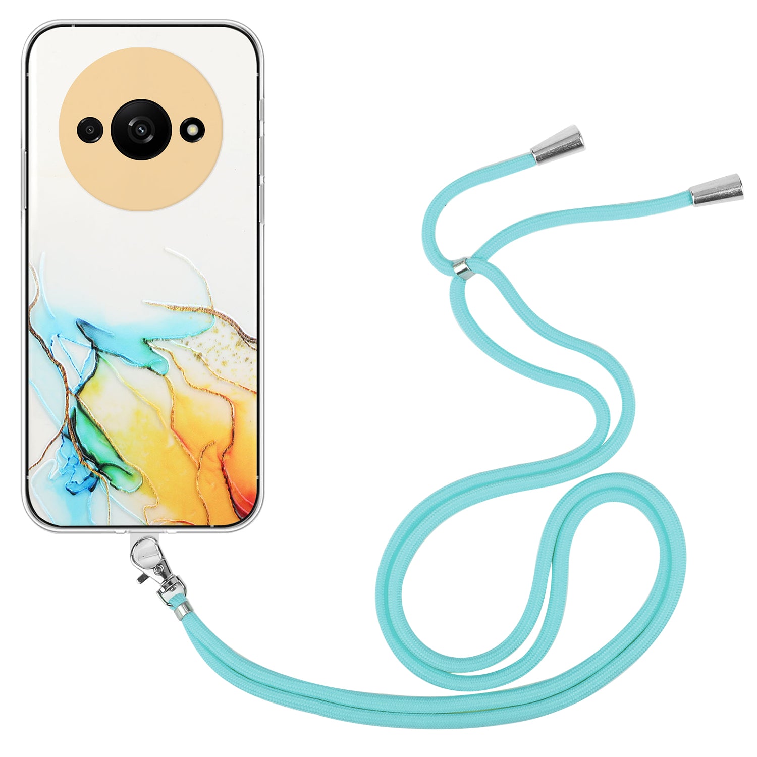 For Xiaomi Redmi A3 / Poco C61 4G Slim Case Hollow Marble Pattern TPU Phone Cover with Lanyard