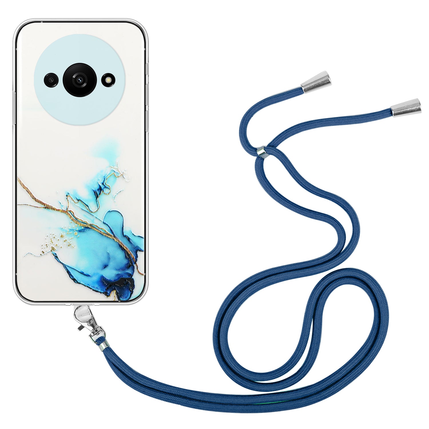 For Xiaomi Redmi A3 / Poco C61 4G Slim Case Hollow Marble Pattern TPU Phone Cover with Lanyard